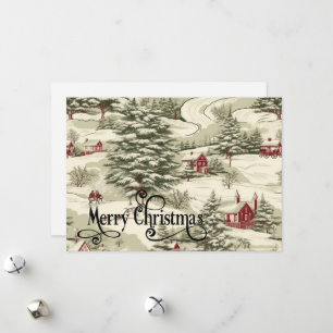 Vintage Rustic Christmas Country Winter Scenery  Holiday Card