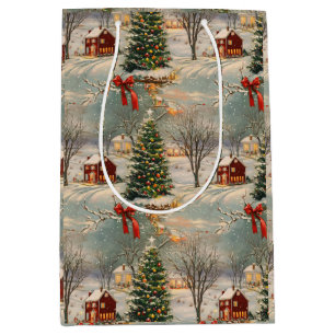 Vintage Rustic Christmas Holiday Medium Gift Bag