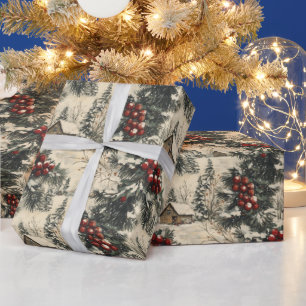 Vintage Rustic Christmas Holiday Wrapping Paper