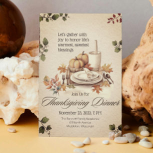 Vintage Rustic Cottagecore Pumpkin Thanksgiving Invitation