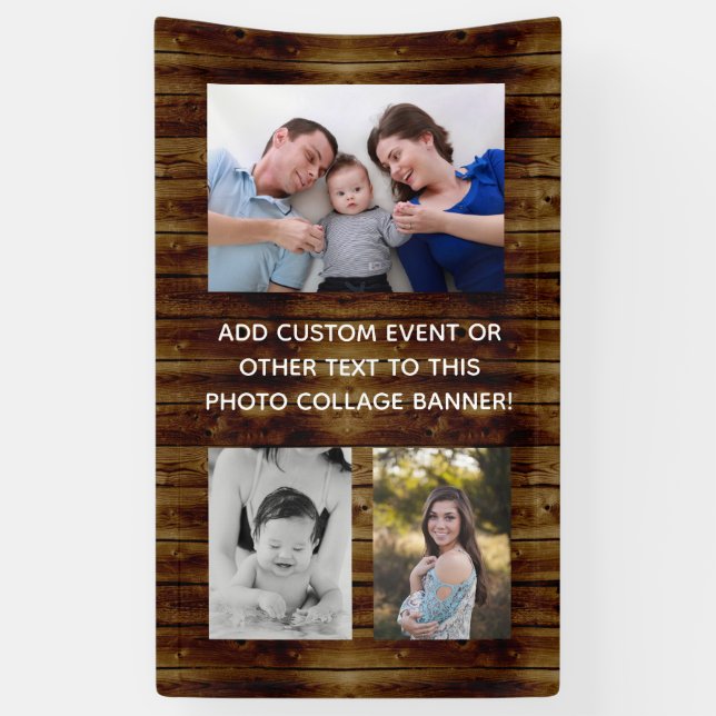 Vintage Rustic Country 3 Photo All-Occasion Banner (Vertical)