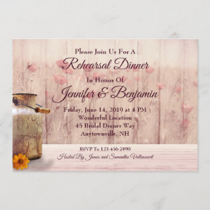 Vintage & Rustic Country Wedding Rehearsal Dinner Invitation
