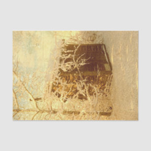 Vintage Rustic Country Wood Shed Winter Scenery Tissue Paper