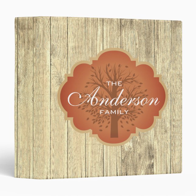 Vintage Rustic Custom Family Tree Genealogy Binder (Front/Spine)