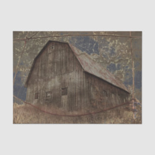 Vintage Rustic Dark Grey Tan Sky Barn Texture Tissue Paper