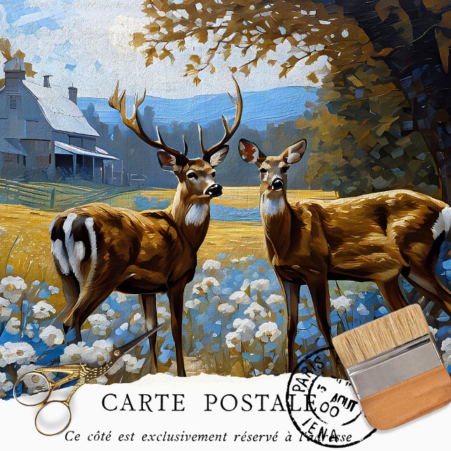 Vintage Rustic Deer Woodland Texture Decoupage  Tissue Paper (Creator Uploaded)