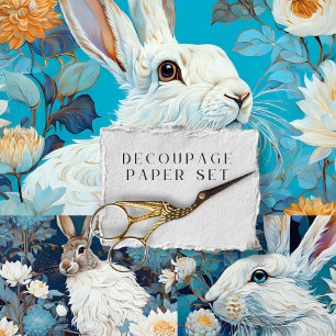 Vintage Rustic Easter Floral Rabbit Wrapping Paper Sheet