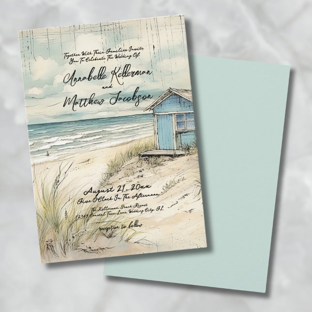 Vintage Rustic Elegant Coastal Beach Wedding Invitation (Vintage Rustic Elegant Coastal Beach Wedding Invitation )