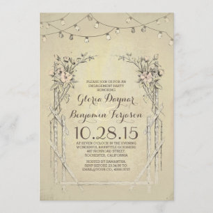 vintage rustic engagement party invitation