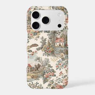 Vintage Rustic Farm French Toile Floral pattern