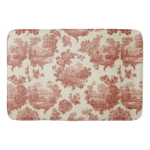 Vintage Rustic Farm French Toile Floral pattern Bath Mat