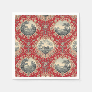 Vintage Rustic Farm French Toile Floral pattern Napkin