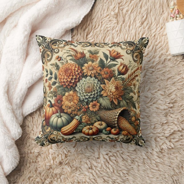 Vintage Rustic Farmhouse Fall Autumn Country   Throw Pillow (Blanket)