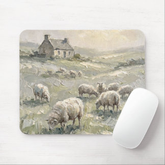 Vintage Rustic Farmhouse Landscape Mouse Pad