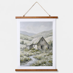 Vintage Rustic Farmhouse Landscape Oil Painting Hanging Tapestry