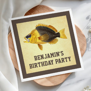 Vintage Rustic Fishing Birthday Party Paper Napkin