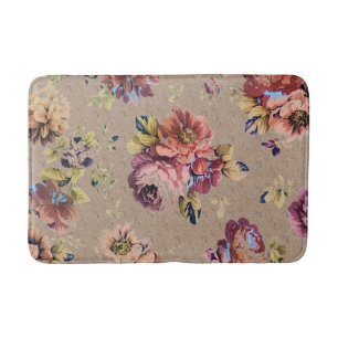 Vintage Rustic Floral Bath Mat