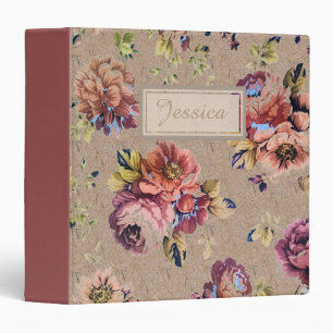 Vintage Rustic Floral Binder