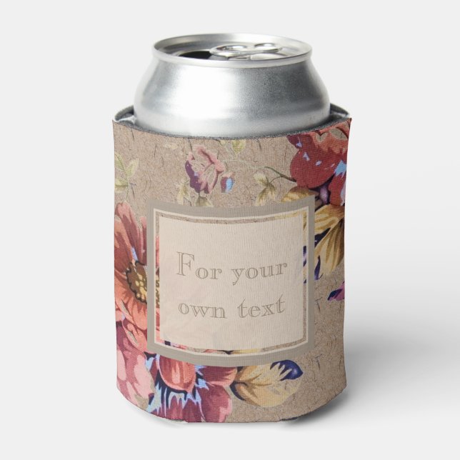 Vintage Rustic Floral Can Cooler (Can Front)