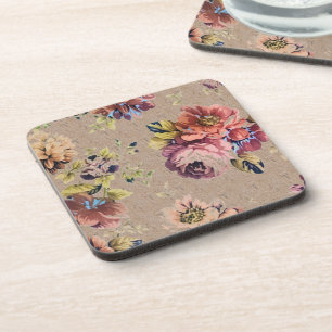 Vintage Rustic Floral Coaster