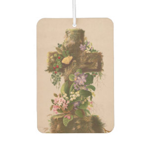 Vintage Rustic Floral Cross, Easter Card, Air Freshener