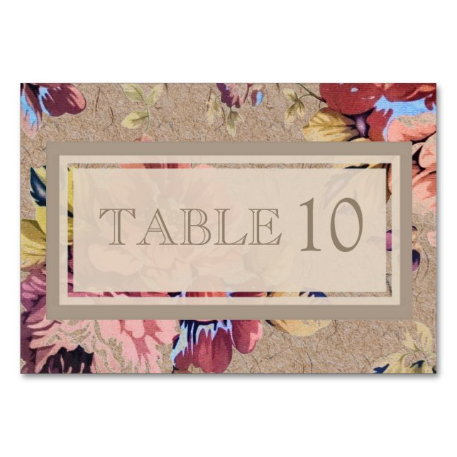 Vintage Rustic Floral Custom Table Number (Front)