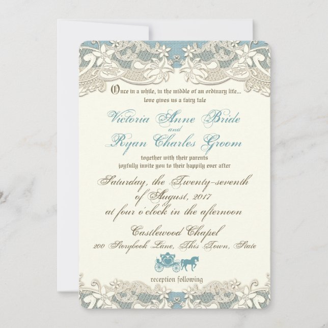 Vintage Rustic Floral Fairy Tale Wedding Invitation (Front)