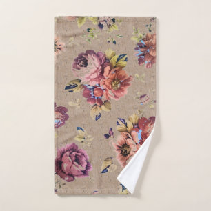 Vintage Rustic Floral Hand Towel