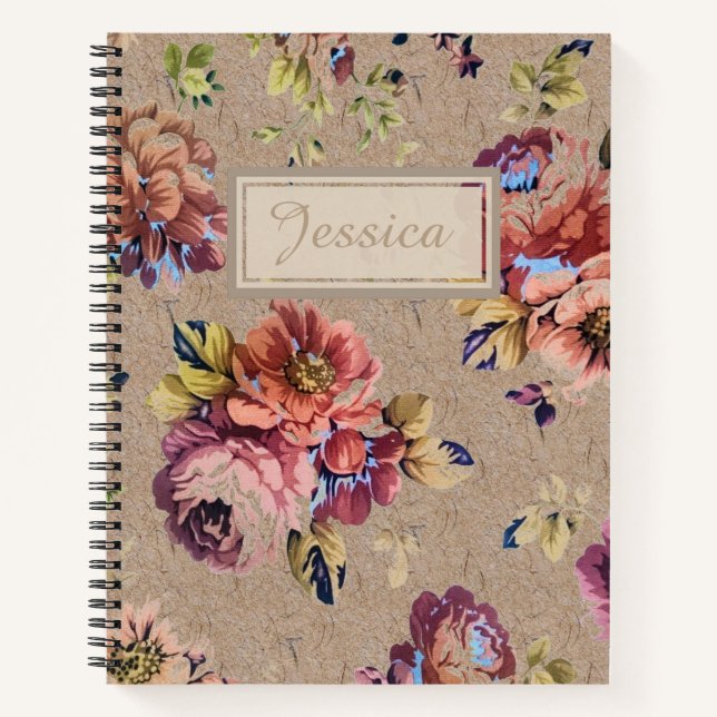 Vintage Rustic Floral Notebook (Front)