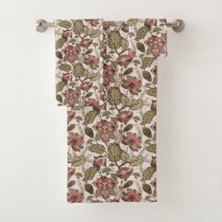 Vintage Rustic Floral Shower Curtain Bath Towel Set