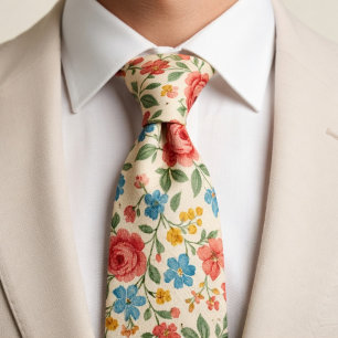 Vintage Rustic Floral  Tie