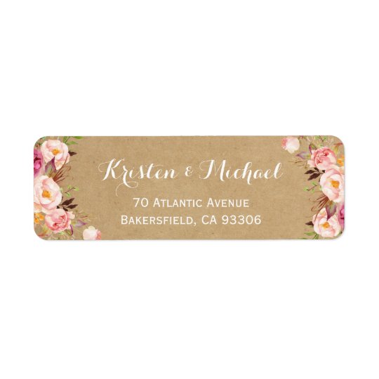 Vintage Rustic Floral Wrapping Kraft Return Address Label