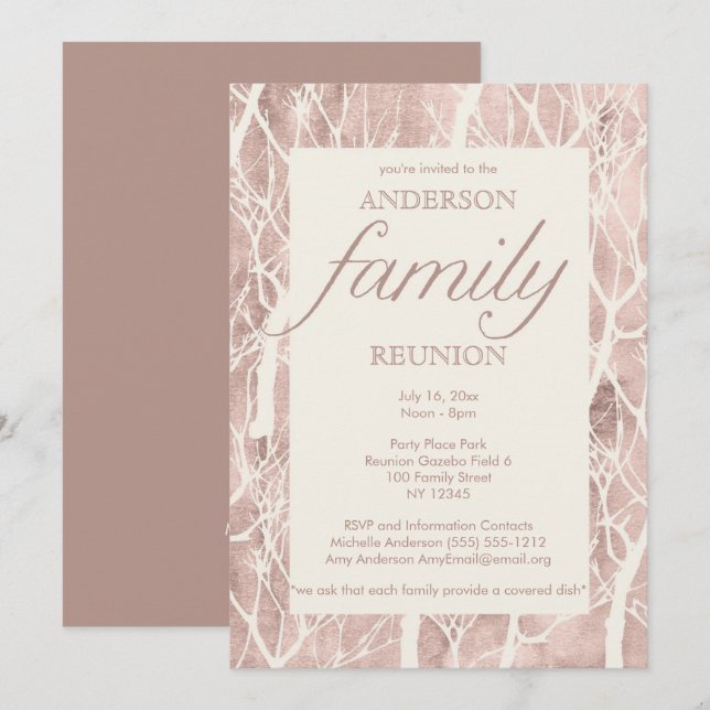 Vintage Rustic Forest Family Tree Reunion Invitation (Front/Back)