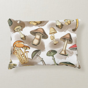 Vintage Rustic Forest Mushrooms Accent Pillow