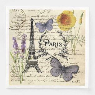 vintage rustic french eiffel tower Paris Party Napkin