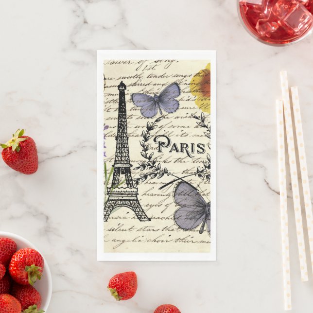 vintage rustic french eiffel tower Paris Party Napkin (Insitu)