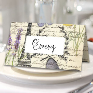vintage rustic french eiffel tower Paris Party Place Card