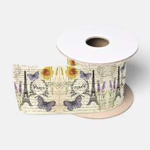 vintage rustic french eiffel tower Paris Party Satin Ribbon