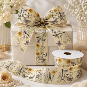 vintage rustic french eiffel tower Paris Party Satin Ribbon