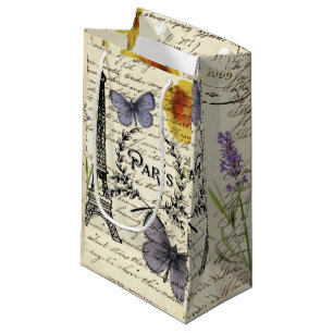 vintage rustic french eiffel tower Paris Party Small Gift Bag