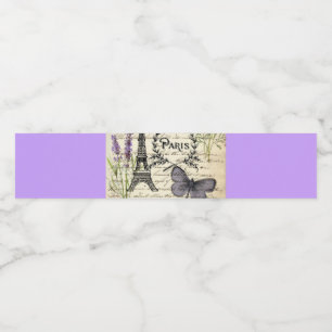 vintage rustic french eiffel tower Paris Party Water Bottle Label