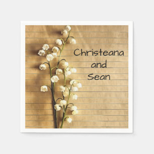Vintage Rustic Gold and White Lily Floral Napkin