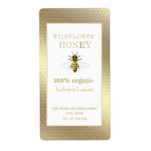 Vintage rustic gold bee honey jar