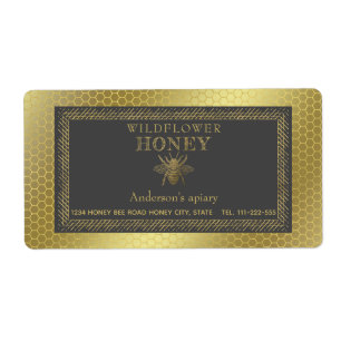 Vintage rustic gold bee honey jar