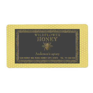 Vintage rustic gold bee honey jar