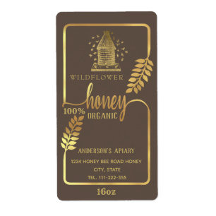 Vintage rustic gold beehive honey branch jar