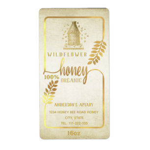 Vintage rustic gold beehive honey branch jar