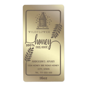 Vintage rustic gold beehive honey branch jar