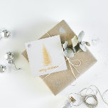 Vintage rustic gold spruce merry christmas gift favour tags<br><div class="desc">A rustic and minimalistic christmas gold foil gift tag with a vintage illustration of a norwegian spruce christmas tree.</div>