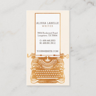 Vintage Rustic Gold Underwood Typewriter Monogram Business Card
